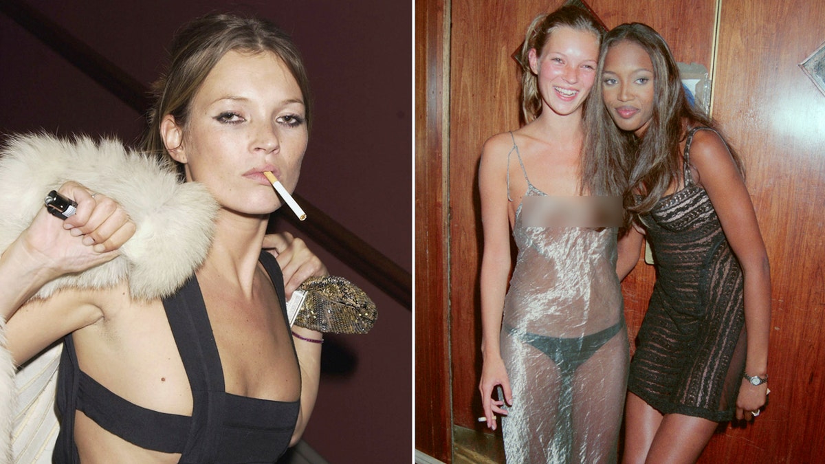 Kate Moss was rarely seen without a cigarette in the '90s, and modeled with Naomi Campbell