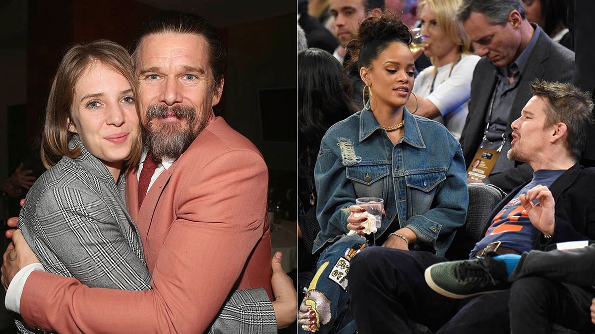 ethan hawke rihanna at basketball game