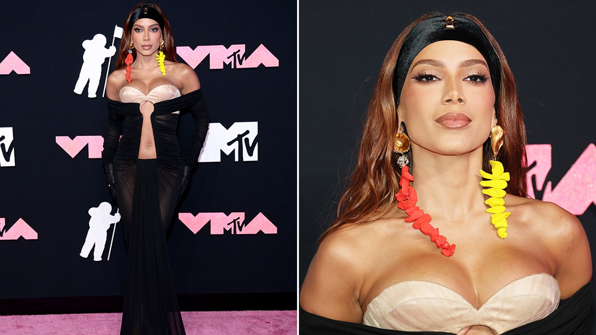 MTV VMAs 2023 Anitta wears sheer dress satin panel