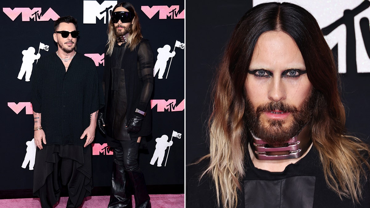 Jared Leto rocks makeup and sunglasses at VMAs