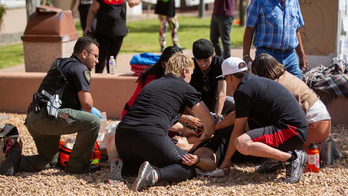 Activists help shooting victim at New Mexico protest