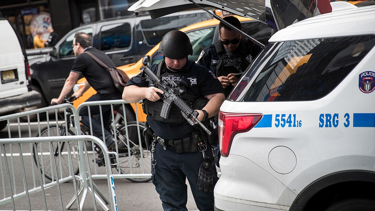 Critical Response Command officers with weapons in Times Square