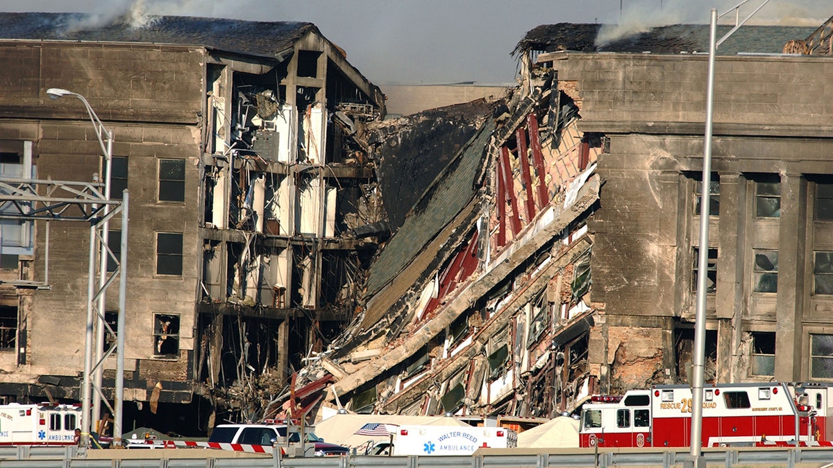 Damage from plane crashing into Pentagon on 9/11