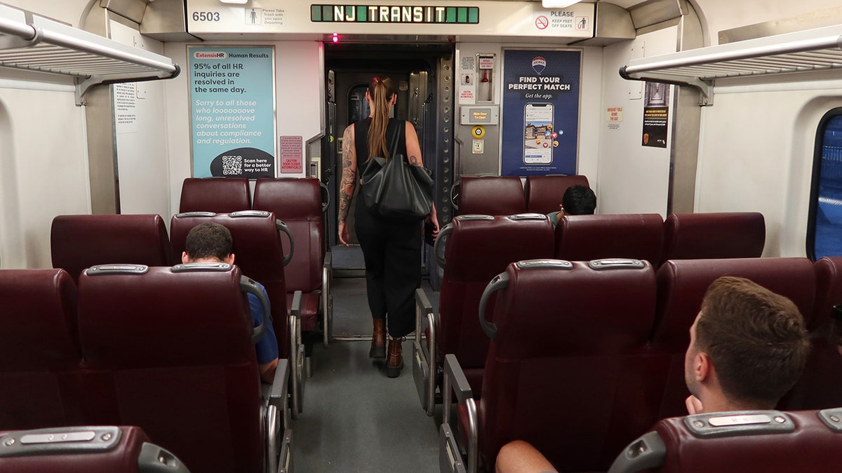 A view inside a NJ Transit train in Hoboken, New Jersey