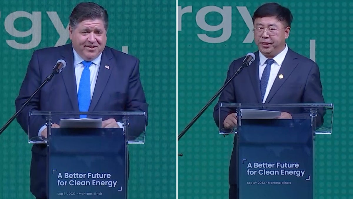 Democratic Illinois Gov. J.B. Pritzker and Gotion High-Tech Chairman Li Zhen both delivered remarks celebrating the factory.