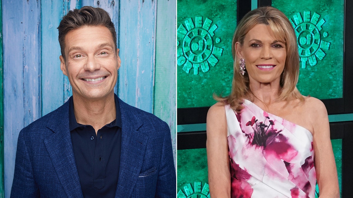 A split image of Ryan Seacrest and Vanna White