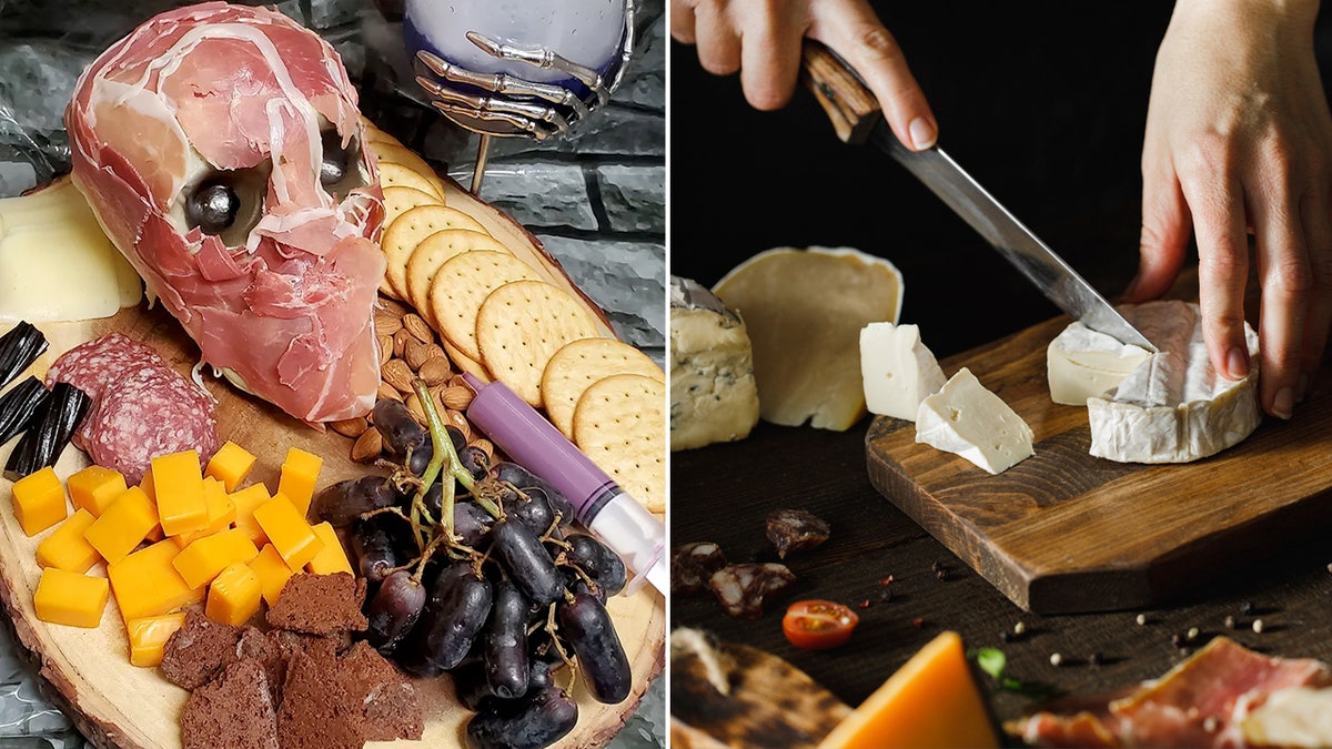 spooky charcuterie board with skull