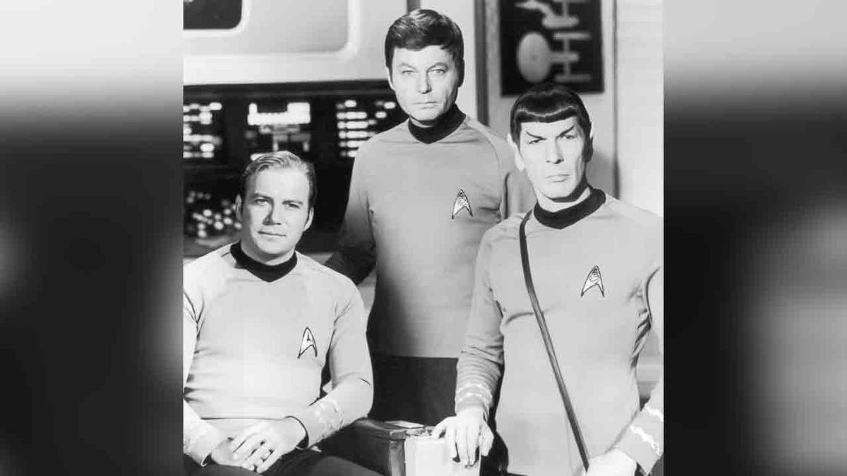 Star Trek actors William Shatner, Leonard Nimoy, and DeForest Kelley
