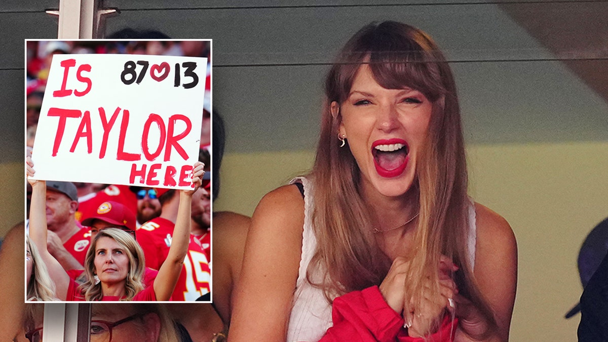 Taylor Swift esulta per Travis Kelce dalla suite privata alla partita dei Kansas City Chiefs