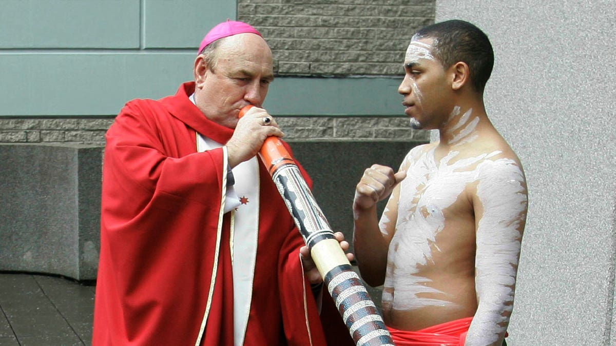 Vatican examining findings of investigation of former Australian bishop accused of child sex abuse 4 Bishop Christopher Saunders of Broome tries to play a digeridoo