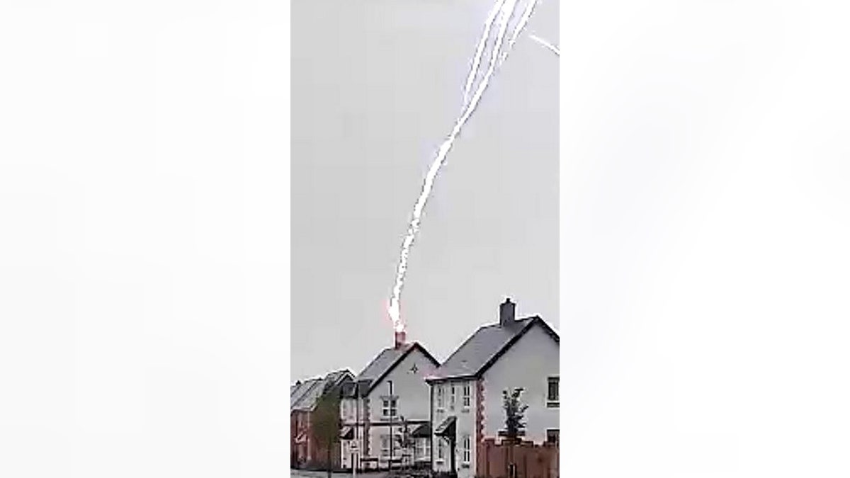 Lightning strikes chimney