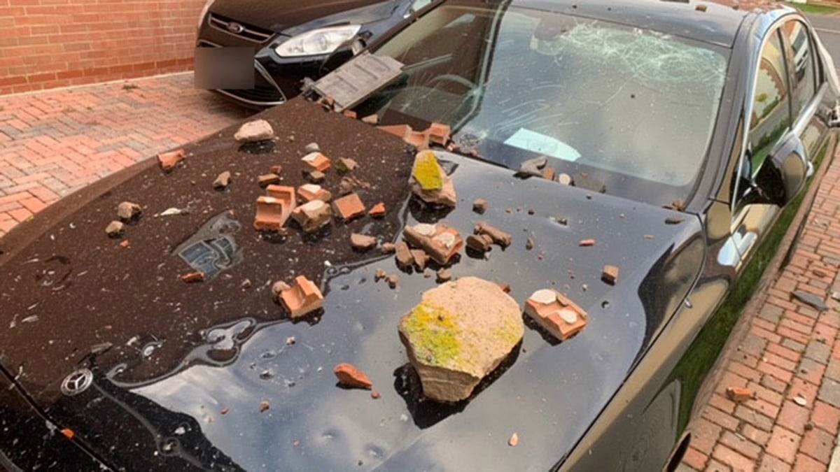 Car damage from lightning strike