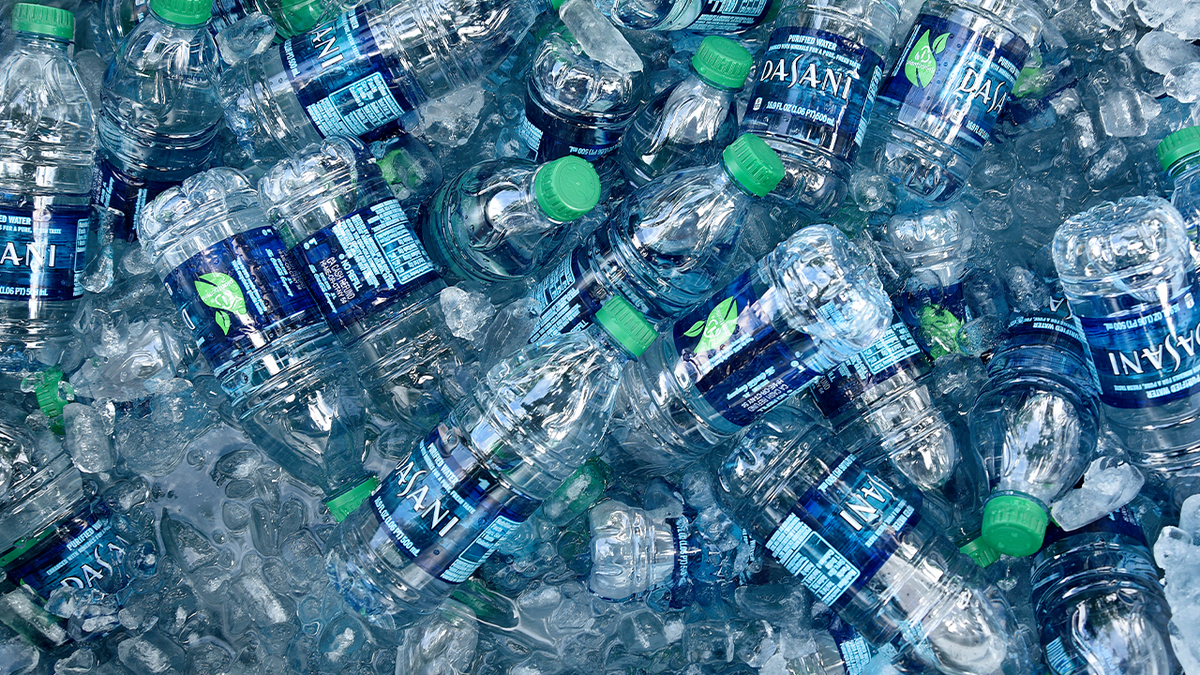 Water bottles in ice tub