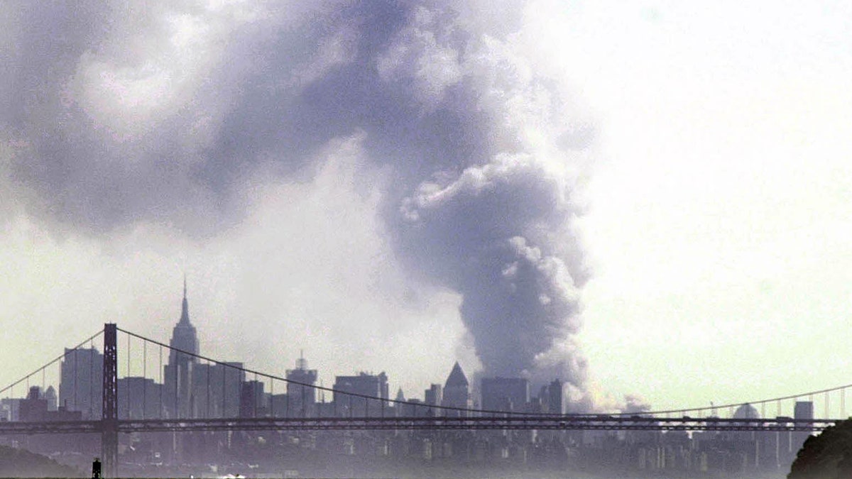 Smoke rising from the World Trade Center on 9/11