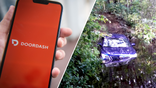 DoorDash app and submerged car