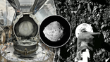 Bennu astroid and cannister