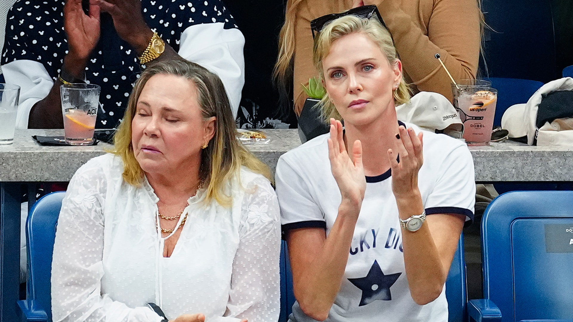 Charlize Theron at US Open Tennis match in New York