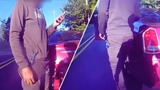 Traffic stop turns terrifying for female cop dragged by suspect in speeding car