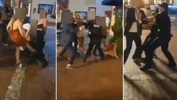 Woman laid out as cops and wedding guests clash in chaotic dockside brawl