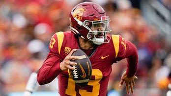 Caleb Williams' impressive jump pass on his way out of bounds highlights USC star's 5 touchdown game