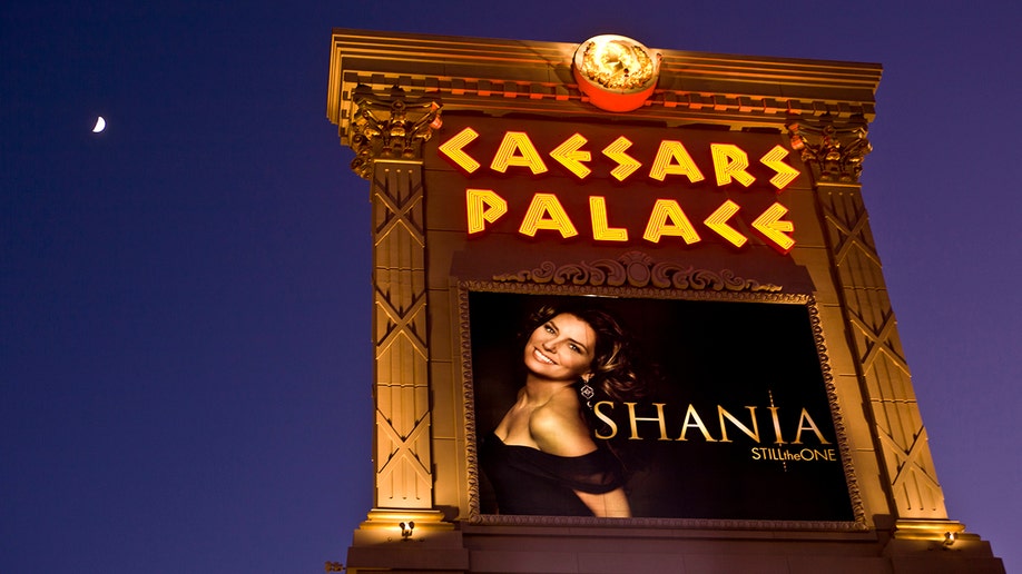 The sign for Shania Twain's Las Vegas residency at Caesars Palace 