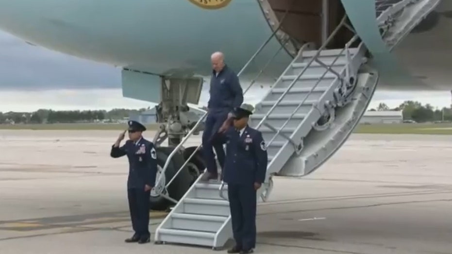 Biden nearly stumbles exiting Air Force One, hours after exposed efforts by team to prevent more falls