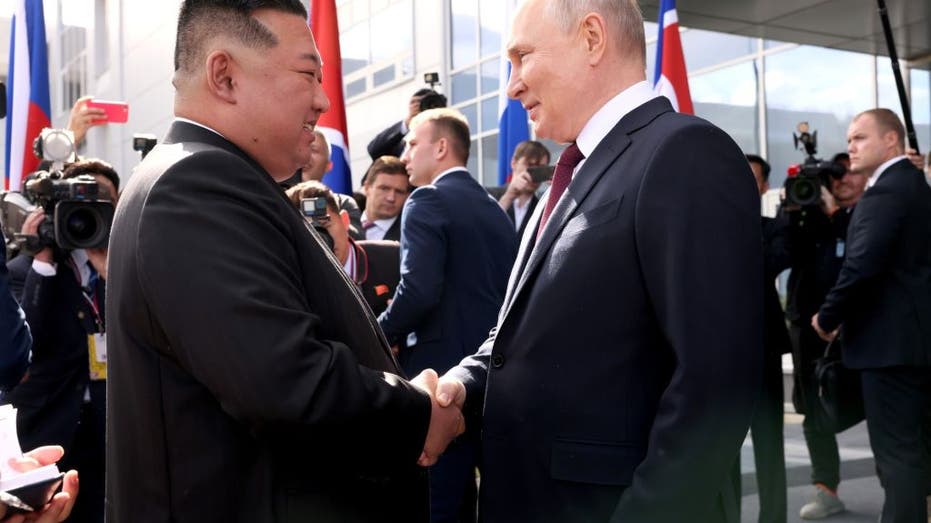 Kim Jong Un vows full support for Putin’s ‘sacred struggle’ in arms meeting