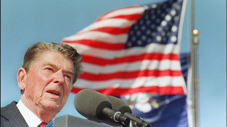 Ronald Reagan at the dedication of the library in 1991