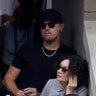 US Open fans Leonardo DiCaprio and Sara Gilbert share a box at tennis match