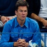 Tom Brady watches the men's singles semi-finals match between Spain's Carlos Alcaraz and Russia's Daniil Medvedev.