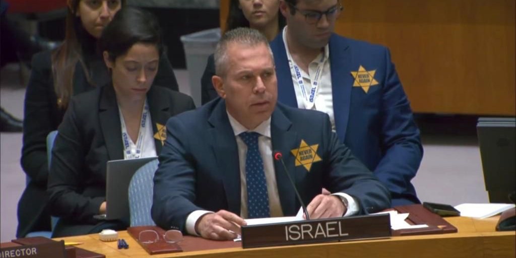 Israel ambassador blasts UN 'silence' over Hamas atrocities; to wear yellow star until terrorists condemned
