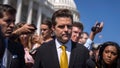 Rep. Matt Gaetz, R-Fla., one of House Speaker Kevin McCarthy's harshest critics, speaks to reporters on the steps of the Capitol in Washington, Monday, Oct. 2, 2023. Gaetz has said he plans to use a procedural tool called a motion to vacate to try and strip McCarthy of his office as soon as this week.