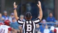 A referee signals a touchdown during a regular season NCAA football game between the San Diego State Aztecs and the Boise State Broncos Friday, Sept. 30, 2022, at Albertsons Stadium in Boise, ID.
