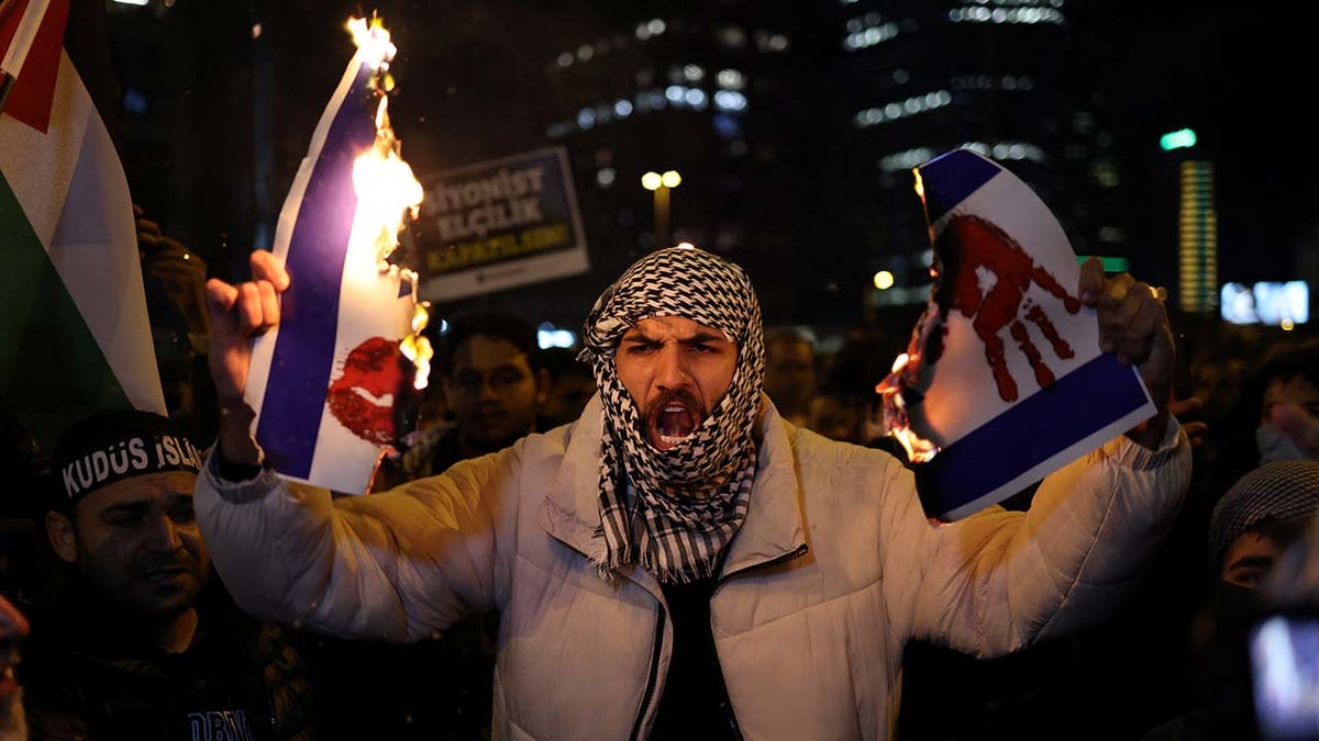 Pro-Palestinian demonstrator in Istanbul, Turkey