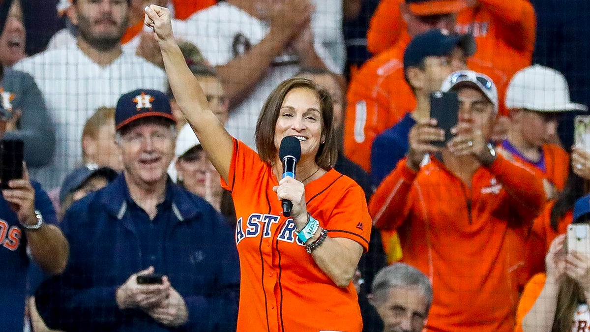 Mary Lou Retton at an Astros game