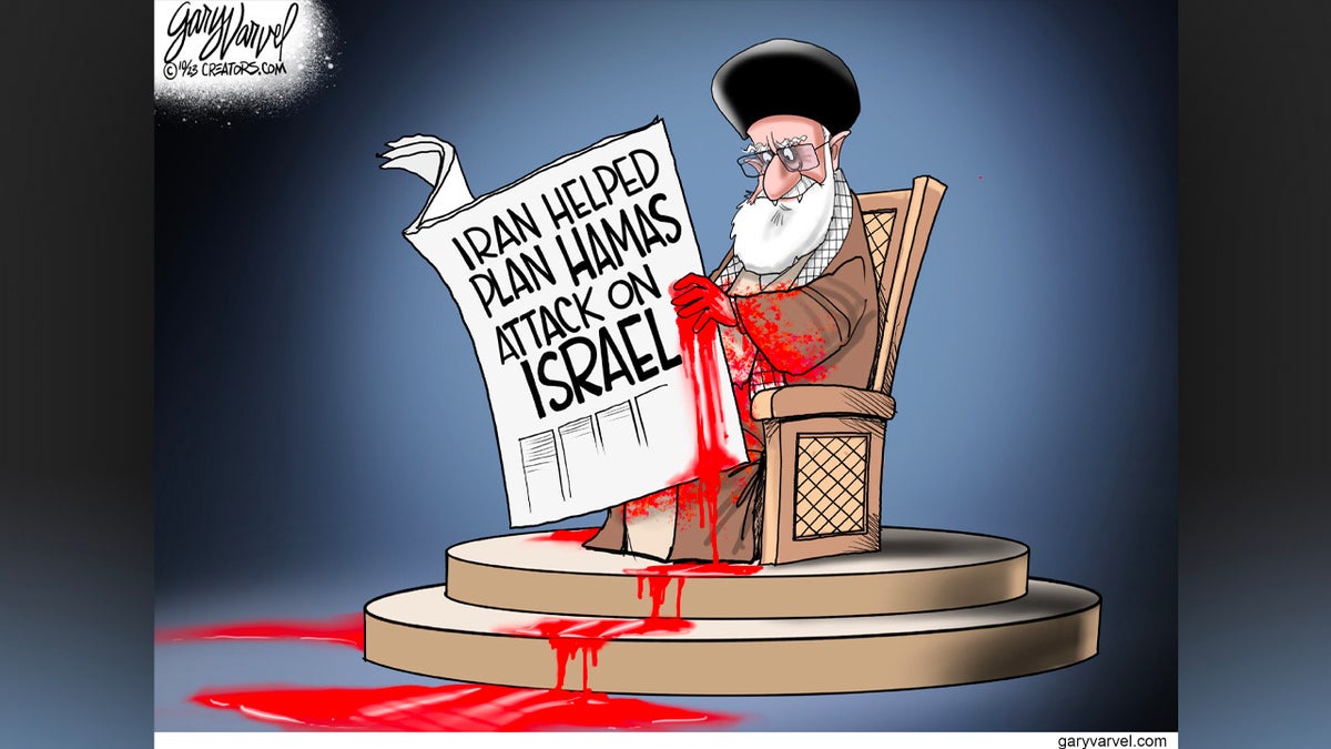 Cartoon depicting Iranian help to Hamas