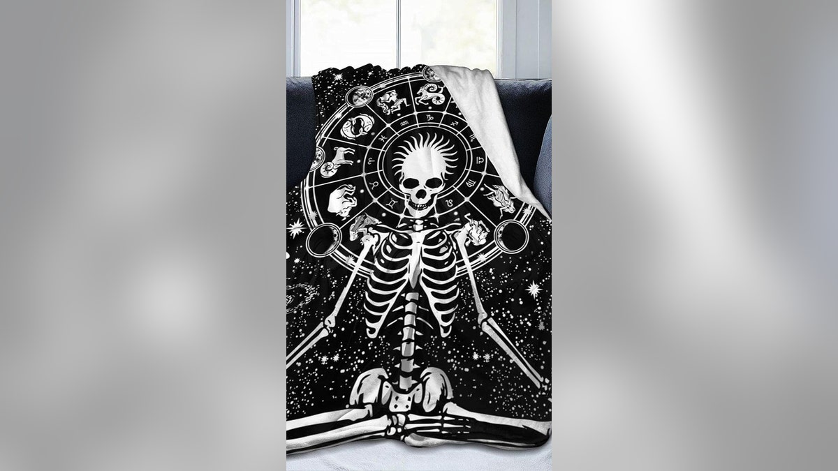 Zen Skeleton Couch Throw for Halloween