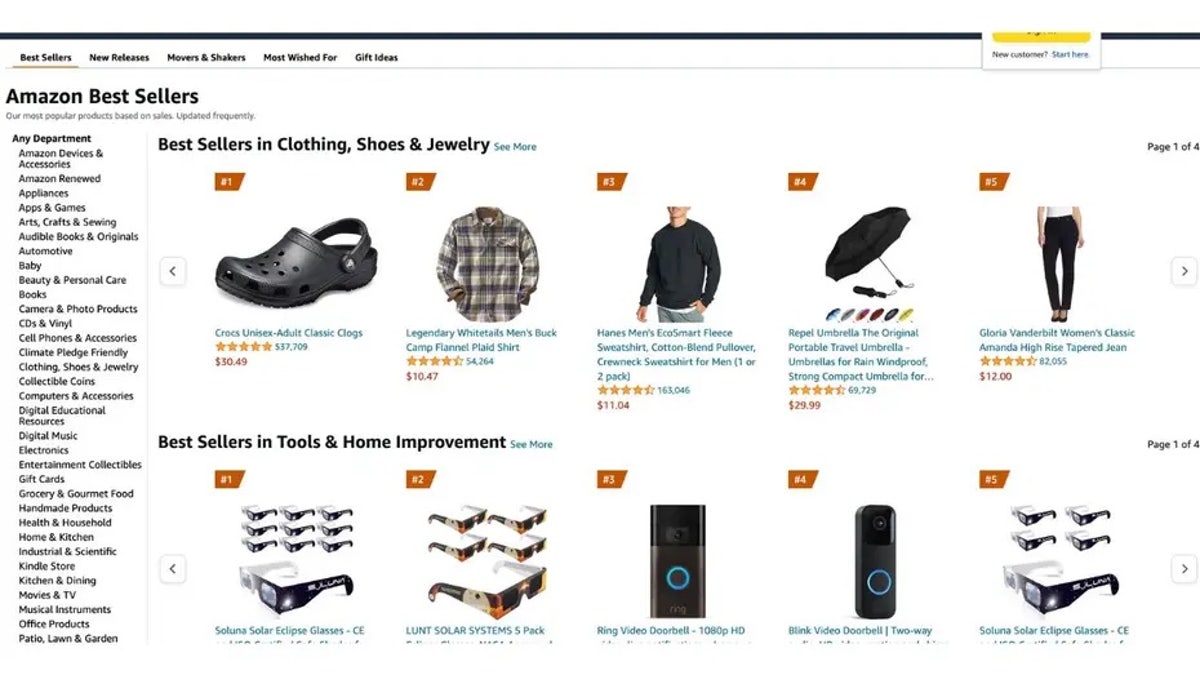 Amazon shopping website screenshot