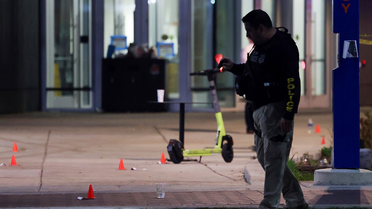 Police tape, markers