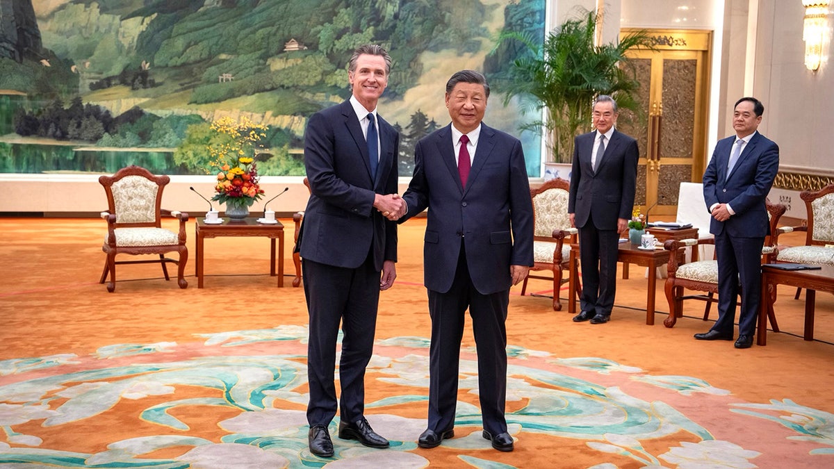 Newsom shakes hands with Xi in Beijing
