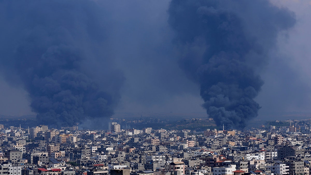 Smoke rises from Gaza City airstrikes