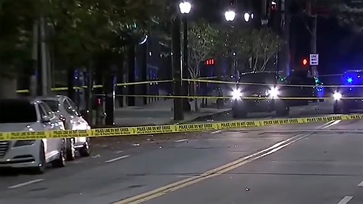 The scene of a shooting in downtown Atlanta, Georgia