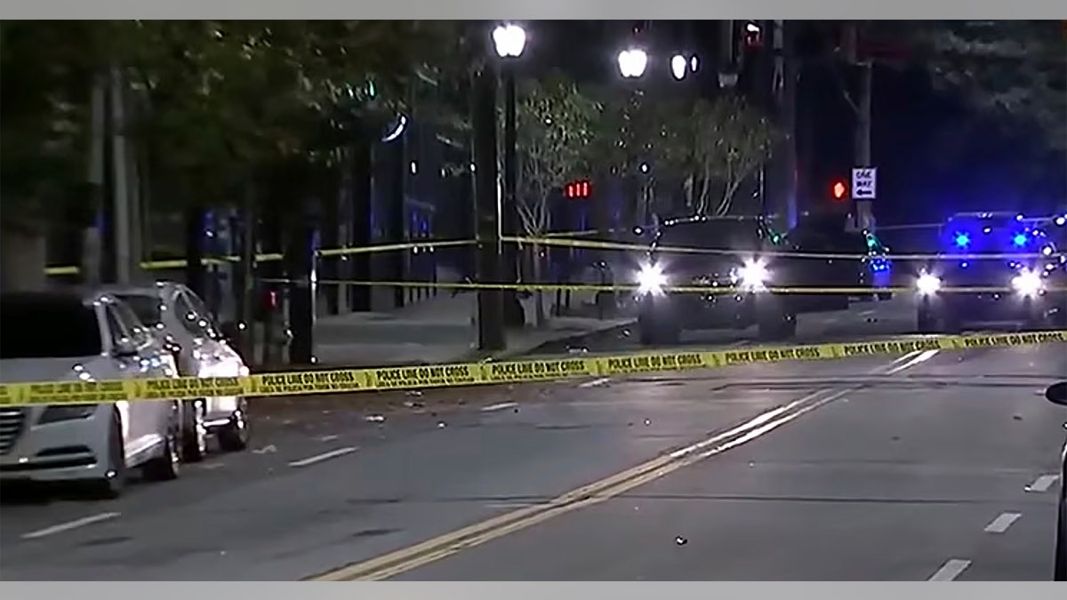 The scene of a shooting in downtown Atlanta, Georgia