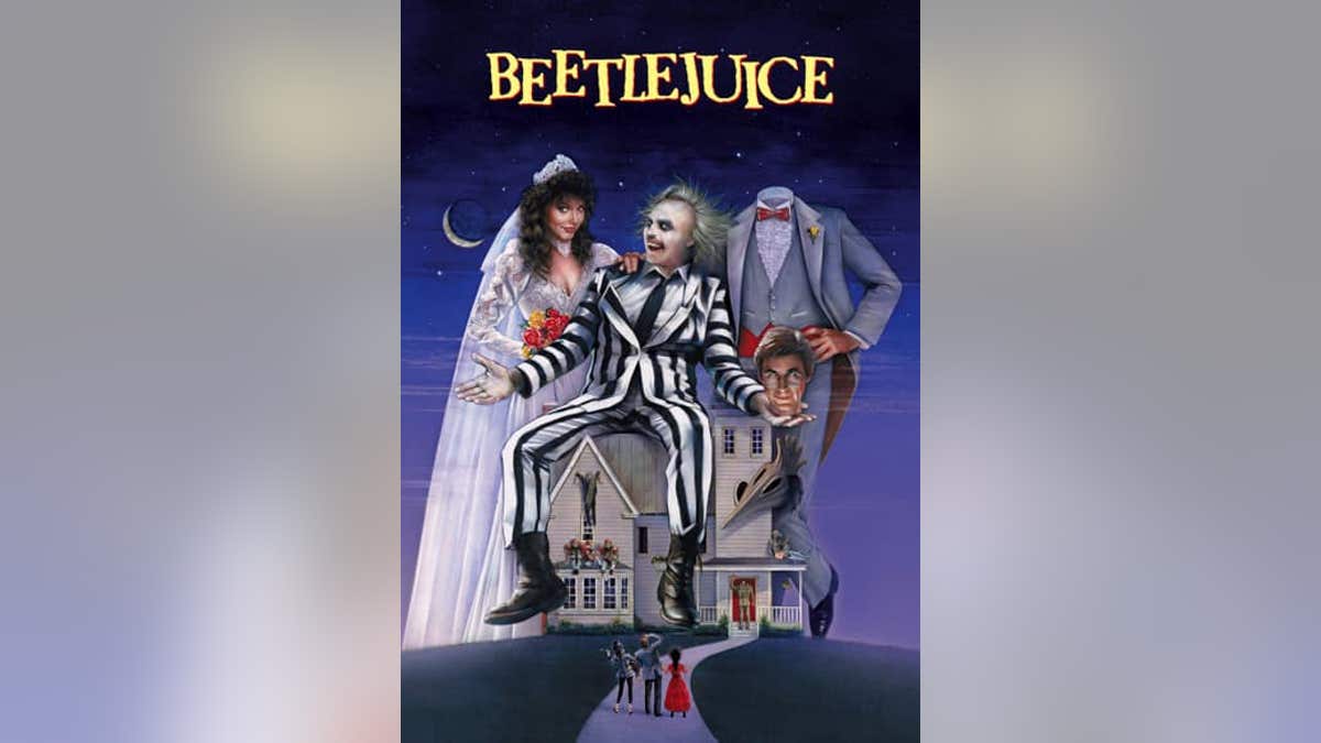 Michael Keaton and other stars on the cover of "Beetle juice"