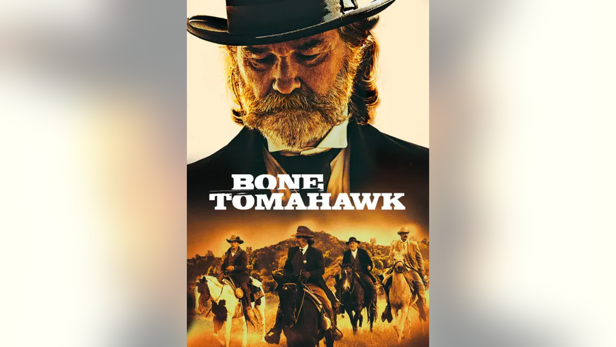 Movie poster of "Bone Tomahawk" with characters on front