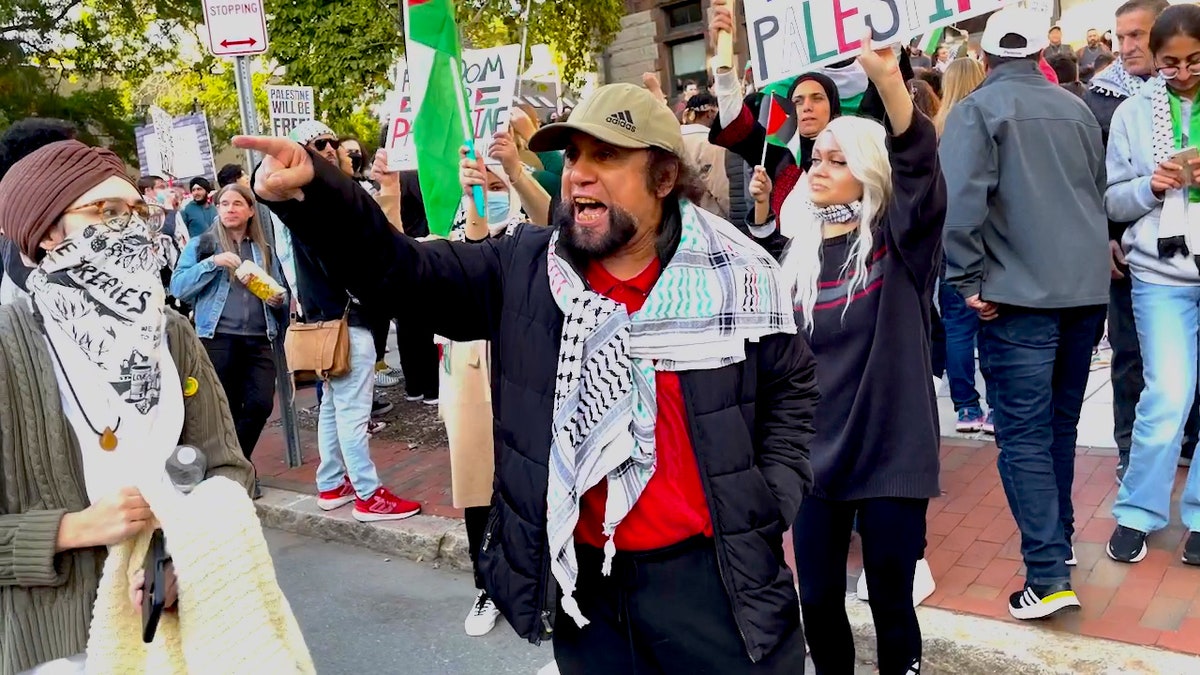 Pro-palestine demonstrator shouts