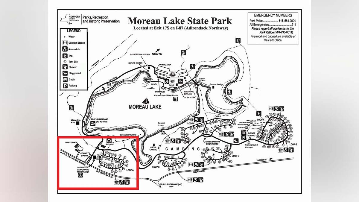 A map of Moreau Lake State Park