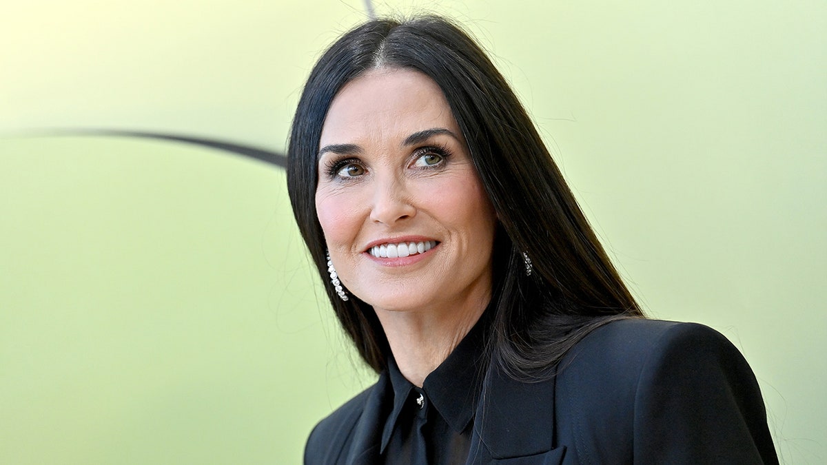 Close up of Demi Moore smiling