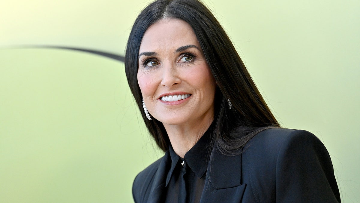 Close up of Demi Moore smiling