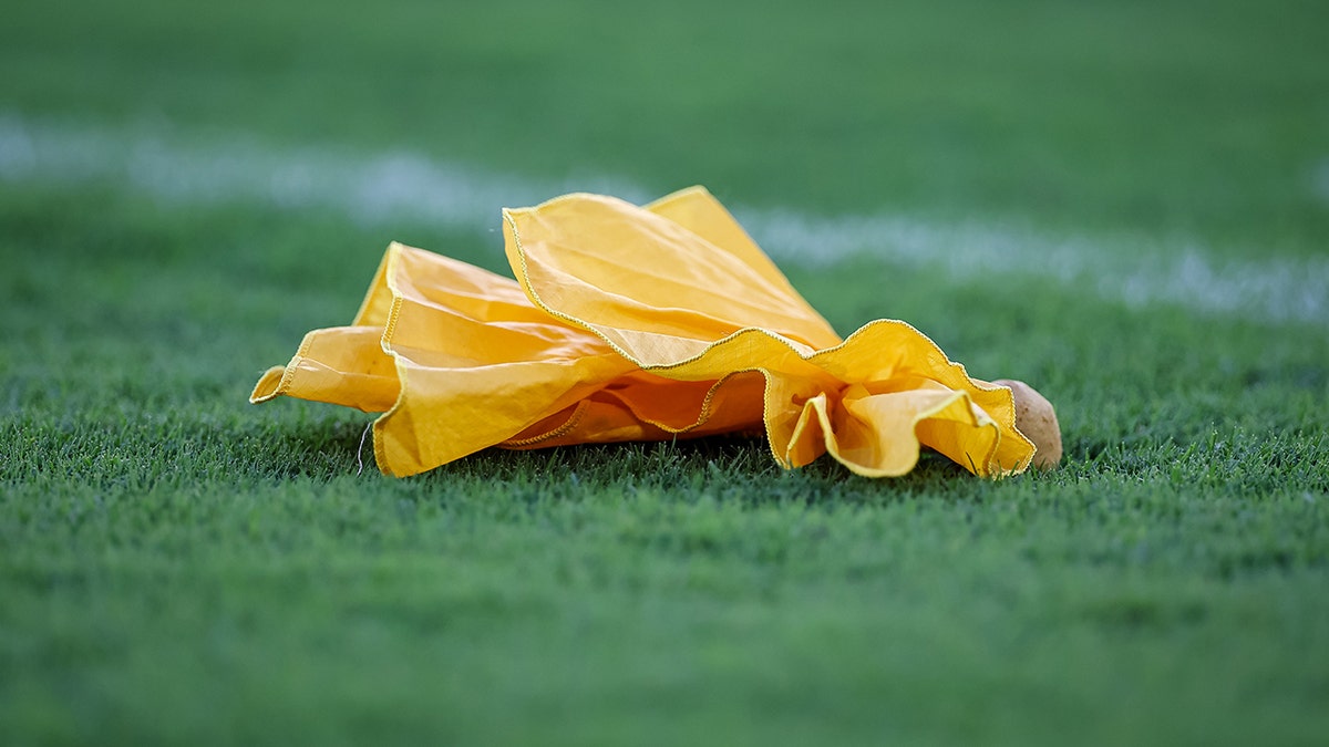 A penalty flag on the field